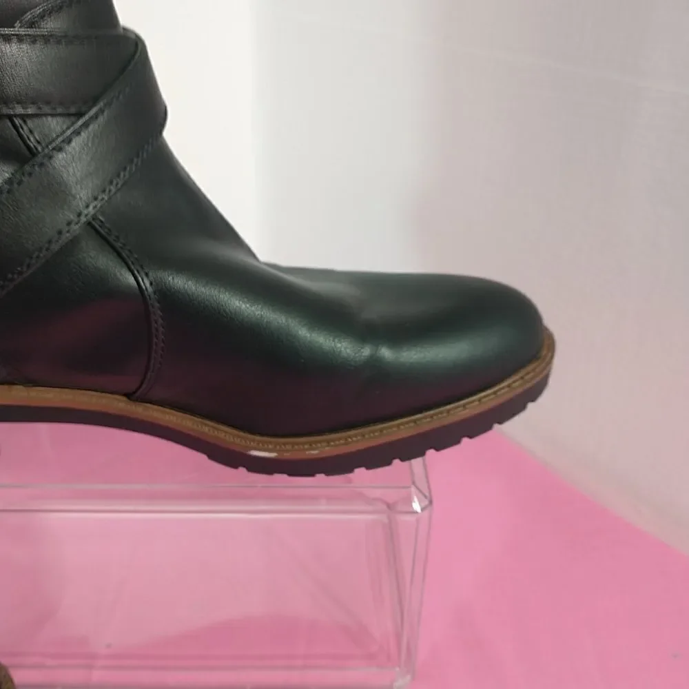 Tommy Hilfiger Womens SZ 9.5M Black Leather Knee-High Riding Boots With Zipper .